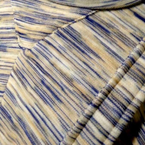 Cowl neck Sweater Top sz M Blue White Beige Dolman sleeve turtleneck Pullover LS - Picture 7 of 9